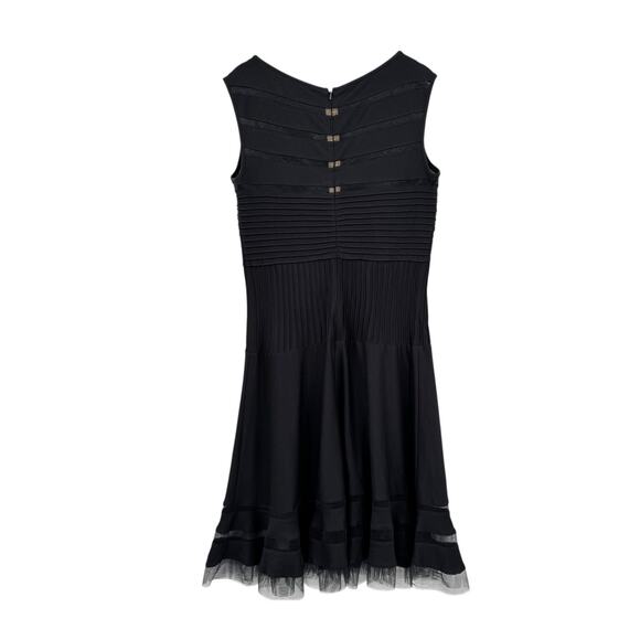 Tadashi Shoji Flip Hem Black Sheer Mesh Knit Mini Sleeveless Cocktail Dress - Picture 12 of 14
